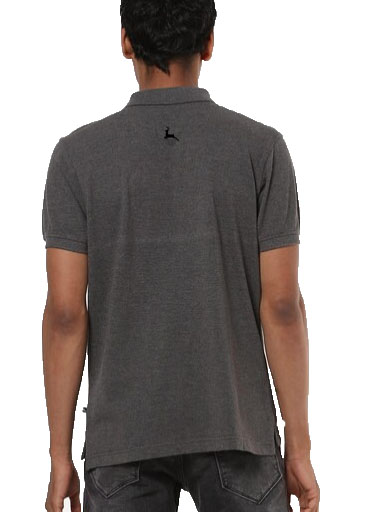 Parx Men Charcoal Solid Polo Collar T-shirt (2)