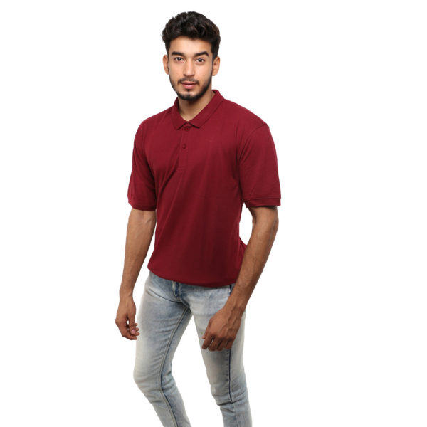 Parx Men Maroon Solid Polo Collar T-shirt