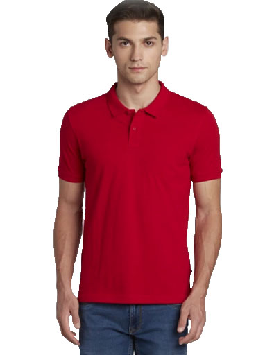 Parx Men Red Solid Polo Collar T-shirt