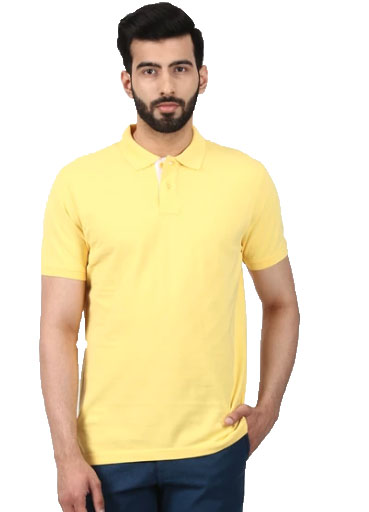 Parx Men yellow Solid Polo Collar T-shirt