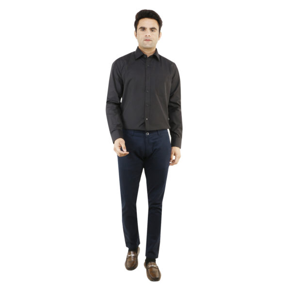 Park Avenue Men Black Regular Fit Solid Formal Shirt